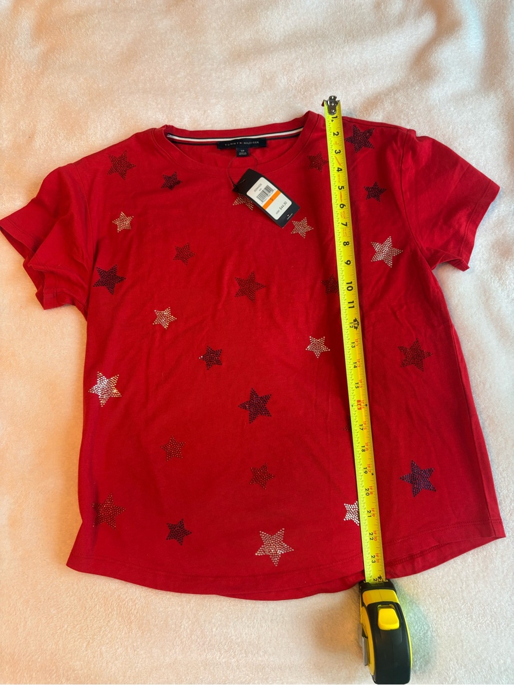 Tommy Hilfiger Red Short-Sleeve Tee with Sparkle Stars
